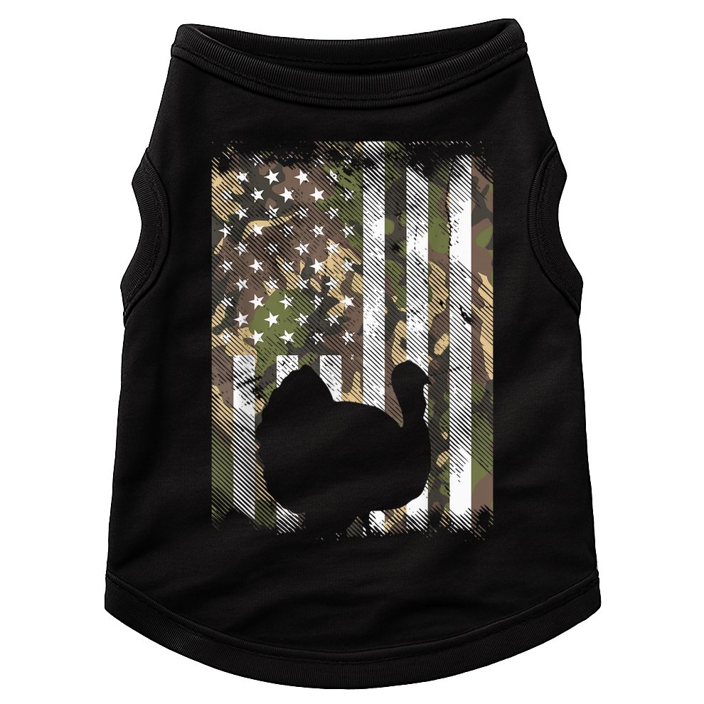 Funny Cute Camo US America Flag Turkey Day Hunting Thanksgiving Doggie Tank