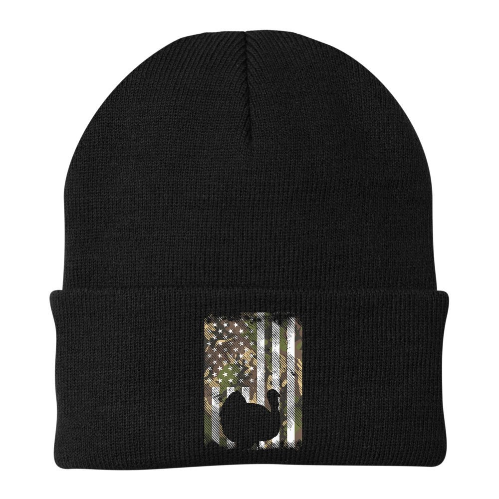 Funny Cute Camo US America Flag Turkey Day Hunting Thanksgiving Beanie