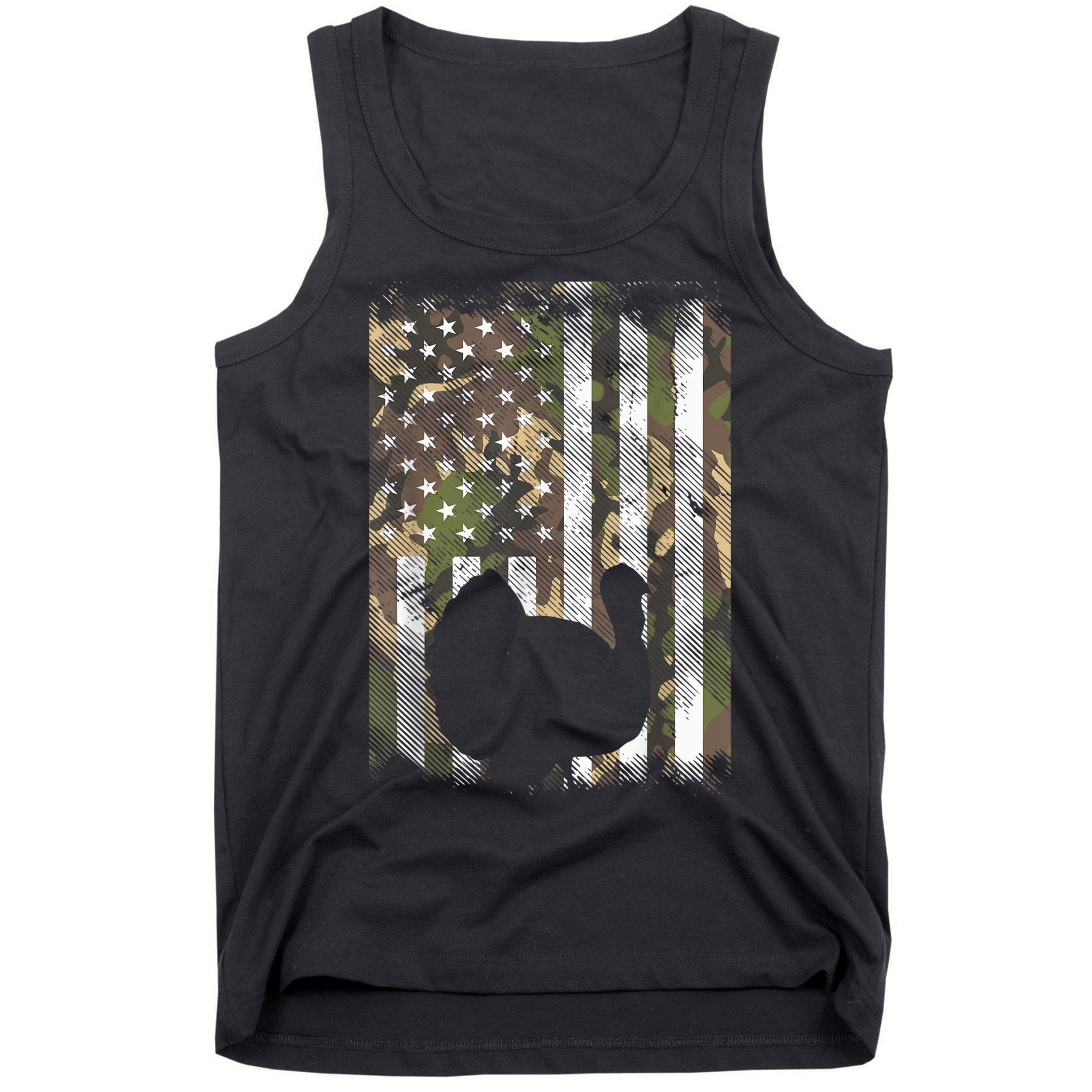 Funny Cute Camo US America Flag Turkey Day Hunting Thanksgiving Tank Top