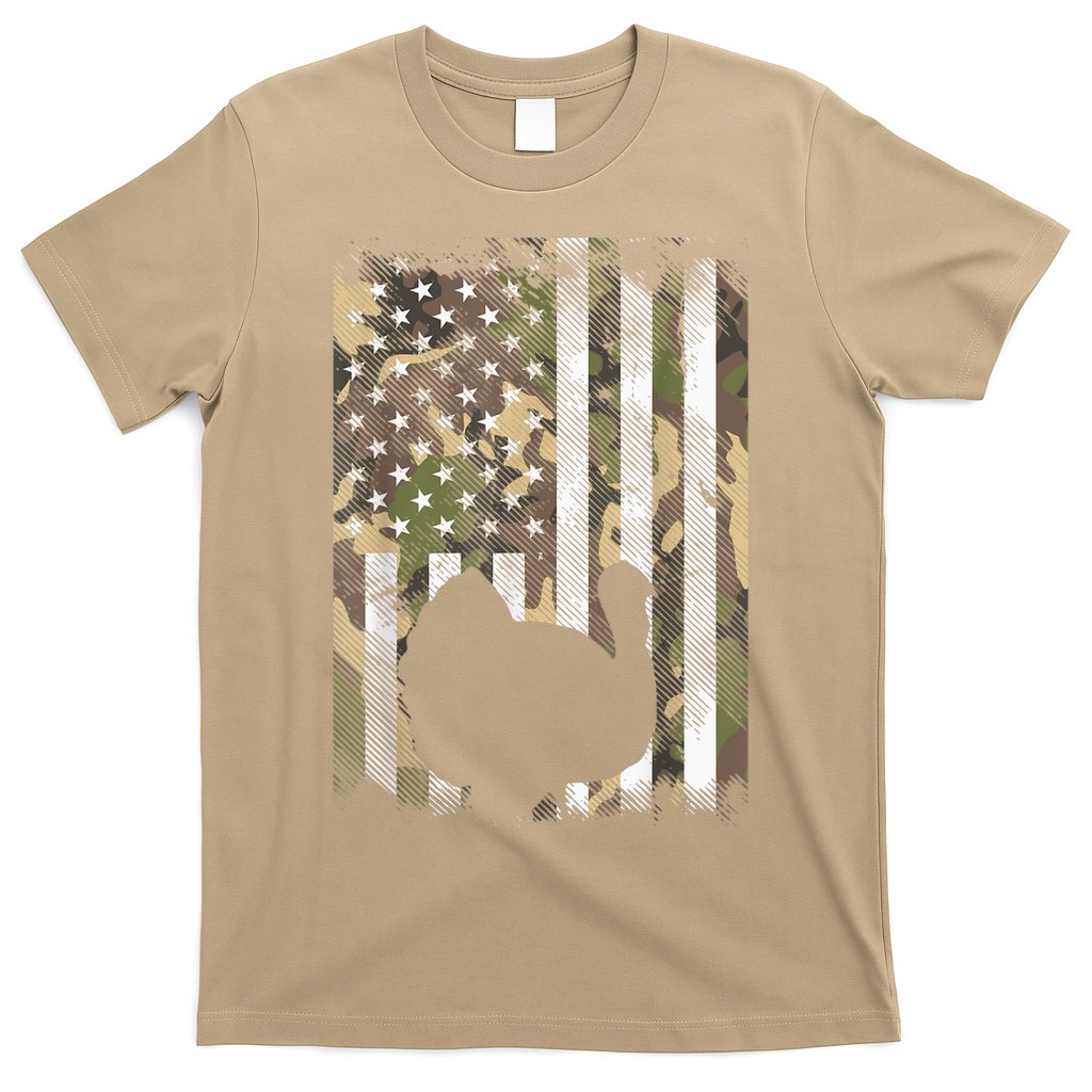 Funny Cute Camo US America Flag Turkey Day Hunting Thanksgiving T-Shirt