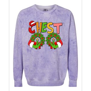 Funny Christmas Chest Matching Couple Colorblast Crewneck Sweatshirt