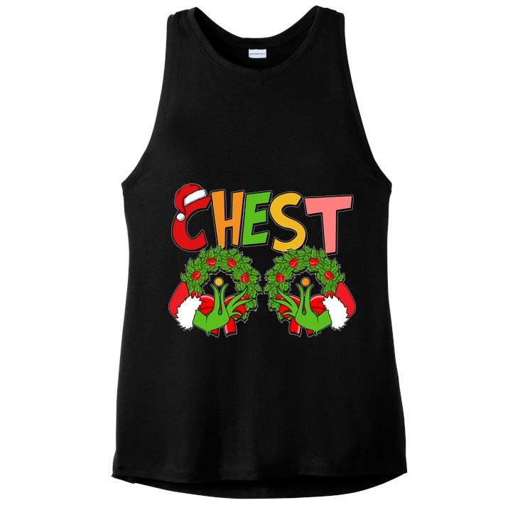 Funny Christmas Chest Matching Couple Ladies PosiCharge Tri-Blend Wicking Tank
