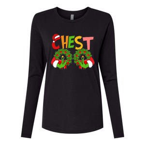 Funny Christmas Chest Matching Couple Womens Cotton Relaxed Long Sleeve T-Shirt