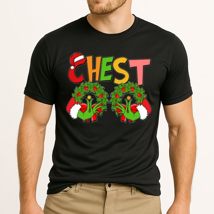 Funny Christmas Chest Matching Couple Cooling Performance Crew T-Shirt