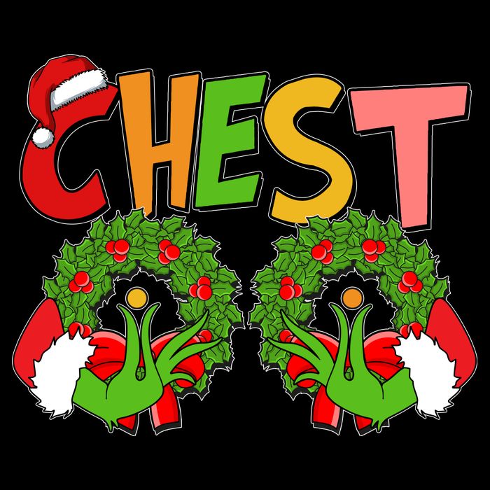 Funny Christmas Chest Matching Couple Cooling Performance Crew T-Shirt