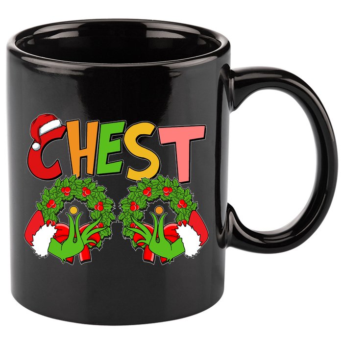 Funny Christmas Chest Matching Couple 11oz C Handle Ceramic Mug