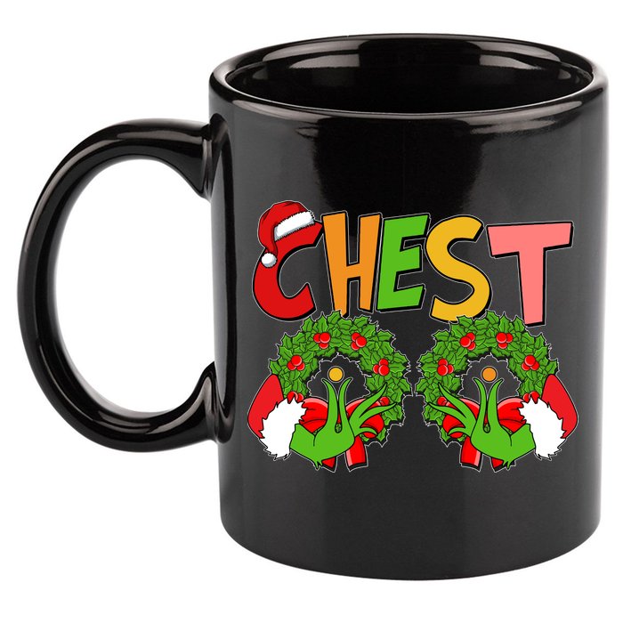Funny Christmas Chest Matching Couple 11oz C Handle Ceramic Mug