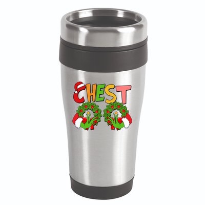 Funny Christmas Chest Matching Couple 16oz Travel Tumbler