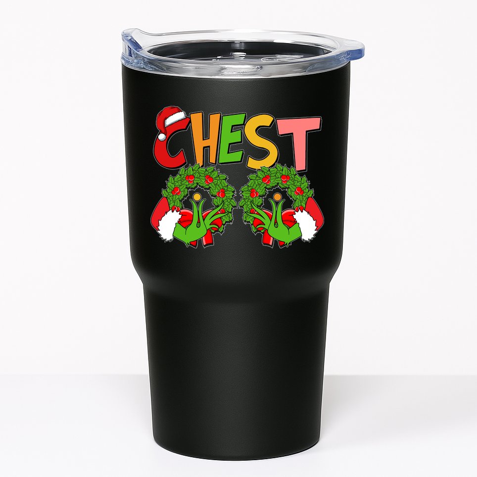 Funny Christmas Chest Matching Couple Tumbler