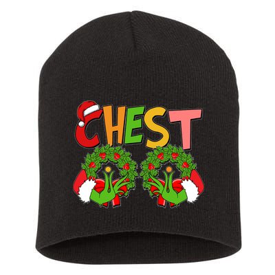 Funny Christmas Chest Matching Couple Short Acrylic Beanie
