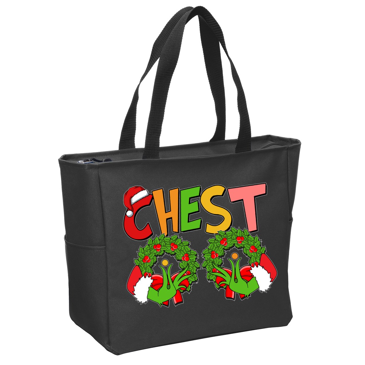 Funny Christmas Chest Matching Couple Zip Tote Bag