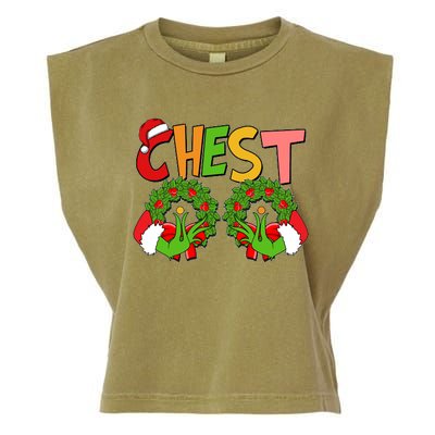 Funny Christmas Chest Matching Couple Garment-Dyed Women's Muscle Tee