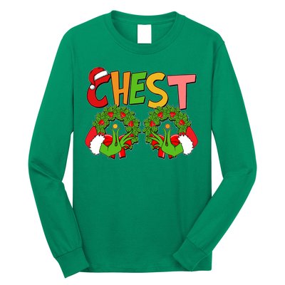 Funny Christmas Chest Matching Couple Long Sleeve Shirt