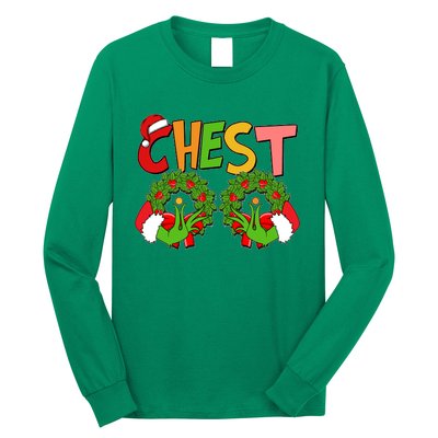 Funny Christmas Chest Matching Couple Long Sleeve Shirt