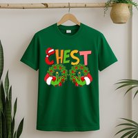 Funny Christmas Chest Matching Couple T-Shirt