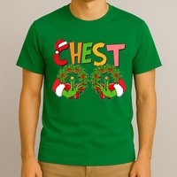 Funny Christmas Chest Matching Couple T-Shirt