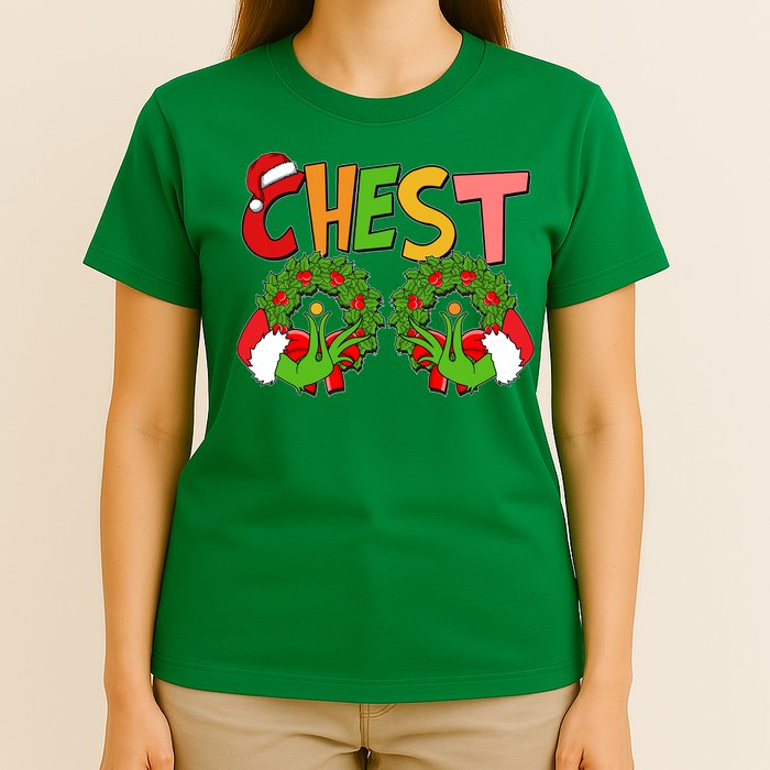 Funny Christmas Chest Matching Couple T-Shirt