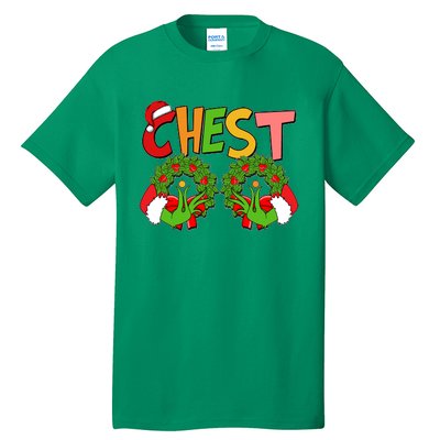 Funny Christmas Chest Matching Couple Tall T-Shirt