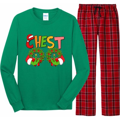 Funny Christmas Chest Matching Couple Long Sleeve Pajama Set