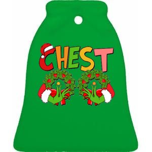 Funny Christmas Chest Matching Couple Ceramic Bell Ornament