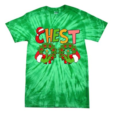 Funny Christmas Chest Matching Couple Tie-Dye T-Shirt