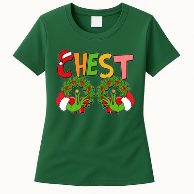 Funny Christmas Chest Matching Couple Womens T-Shirt