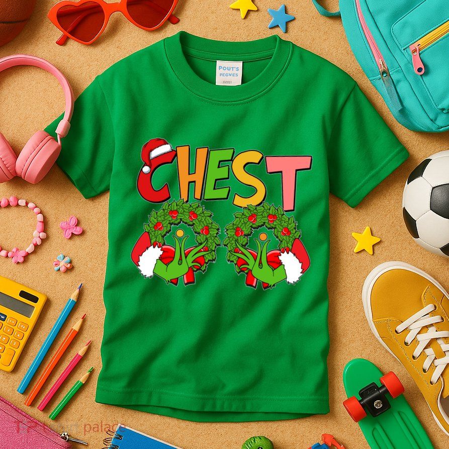 Funny Christmas Chest Matching Couple Kids T-Shirt
