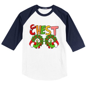 Funny Christmas Chest Matching Couple Baseball Sleeve Shirt