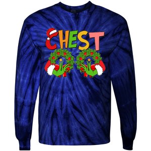 Funny Christmas Chest Matching Couple Tie-Dye Long Sleeve Shirt