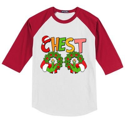 Funny Christmas Chest Matching Couple Kids Colorblock Raglan Jersey