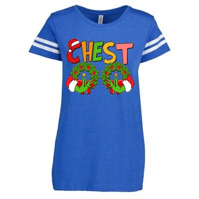 Funny Christmas Chest Matching Couple Enza Ladies Jersey Football T-Shirt