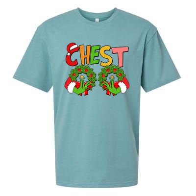 Funny Christmas Chest Matching Couple Sueded Cloud Jersey T-Shirt