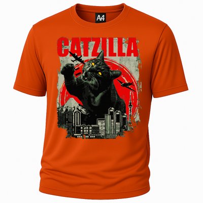 Funny Cat Catzilla Cooling Performance Crew T-Shirt