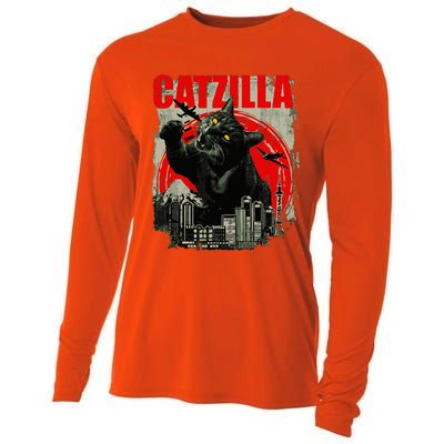 Funny Cat Catzilla Cooling Performance Long Sleeve Crew