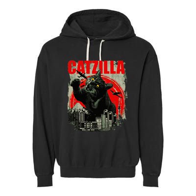 Funny Cat Catzilla Garment-Dyed Fleece Hoodie