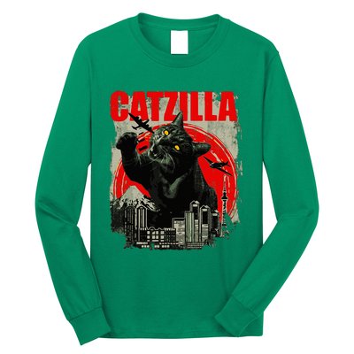 Funny Cat Catzilla Long Sleeve Shirt