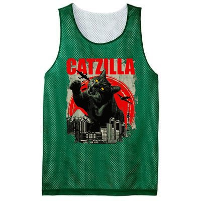 Funny Cat Catzilla Mesh Reversible Basketball Jersey Tank