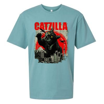 Funny Cat Catzilla Sueded Cloud Jersey T-Shirt