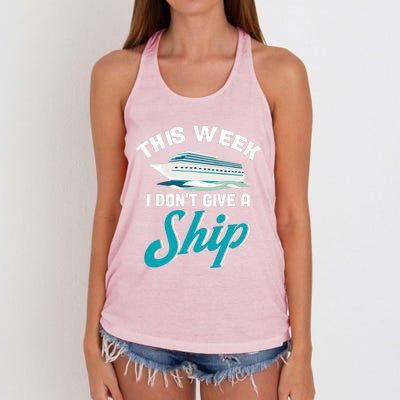 Family Cruise Cruise Travelers This Week I Dont Give A Ship Gift Women's Knotted Racerback Tank