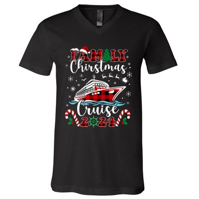 Family Christmas Cruise 2024 Matching Family Cruise Holiday V-Neck T-Shirt