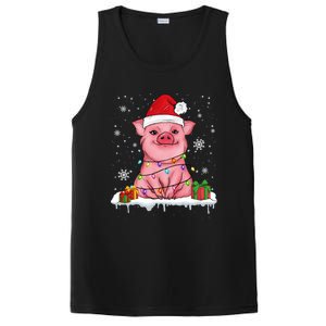 Funny Christmas Cute Santa Pig Light In Snow Lovers Pajamas Funny Gift PosiCharge Competitor Tank