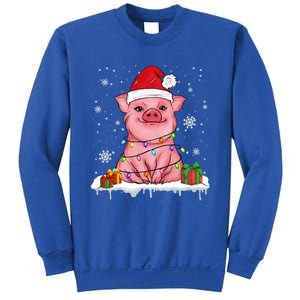 Funny Christmas Cute Santa Pig Light In Snow Lovers Pajamas Funny Gift Sweatshirt