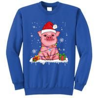 Funny Christmas Cute Santa Pig Light In Snow Lovers Pajamas Funny Gift Sweatshirt