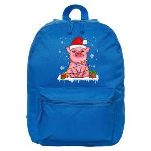 Funny Christmas Cute Santa Pig Light In Snow Lovers Pajamas Funny Gift 16 in Basic Backpack