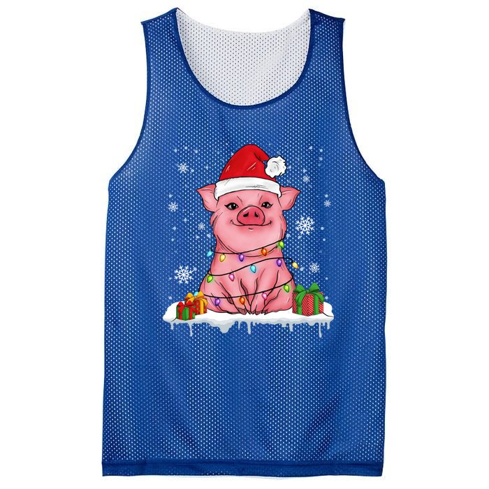 Funny Christmas Cute Santa Pig Light In Snow Lovers Pajamas Funny Gift Mesh Reversible Basketball Jersey Tank