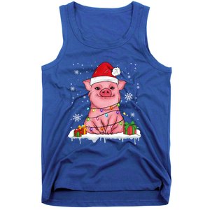 Funny Christmas Cute Santa Pig Light In Snow Lovers Pajamas Funny Gift Tank Top