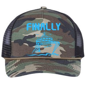 Finally Cruising Cruise Ship For Boy Girl Retro Rope Trucker Hat Cap