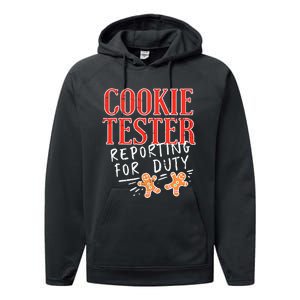 Funny Christmas Cookie Tester Gift Performance Fleece Hoodie