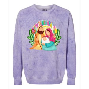 Funny Christian Christmas Jesus Oh Come Let Us Adore Him Colorblast Crewneck Sweatshirt