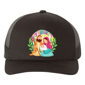 Funny Christian Christmas Jesus Oh Come Let Us Adore Him Yupoong Adult 5-Panel Trucker Hat